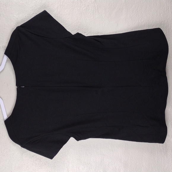 Hal Rubenstein Black Leather Rayon Square Neckline Short Sleeve Waist Length Top - Picture 7 of 13